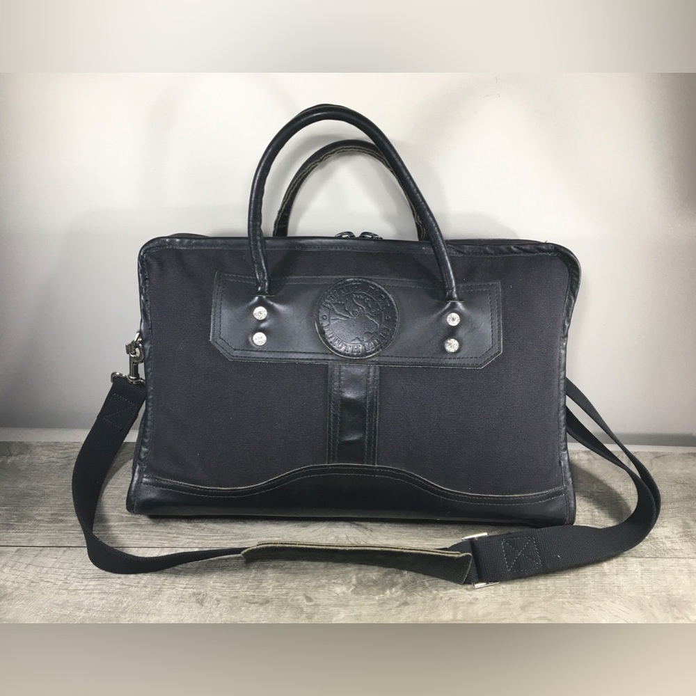 Duluth Pack Black Traveler’s Leather Bag Computer Laptop Everyday Briefcase USA